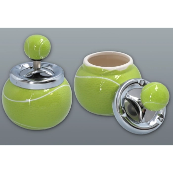Ceramiczna Popielniczka Piłka Tenisowa z Metalowym Wykończeniem 8 cm