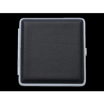 Czarna Metalowa Papierośnica Pokryta Ekoskórą Naturalna Faktura Gentelo