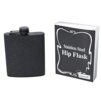 Czarna Chropowata Piersiówka ze Stali Nierdzewnej 6 OZ ok. 180 ml Gentelo