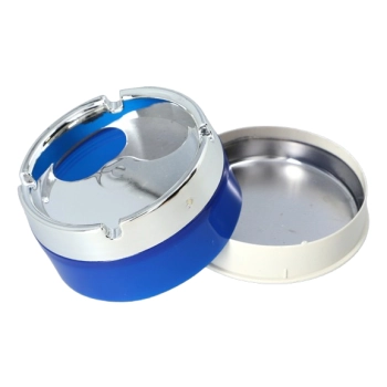 Popielniczka Przekręcana Obrotowa Zamykana Średnica 9 cm Niebiesko-Srebrna