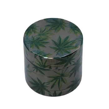 Metalowy Młynek do Tytoniu Suszu CBD Srebrny z Kolorowymi Listkami Grinder
