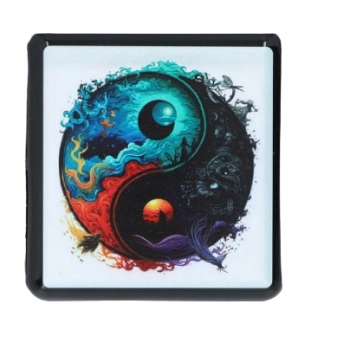 Metalowa Papierośnica z Nadrukiem Motyw Żywioły Kolorowa Mistyczna Yin-Yang