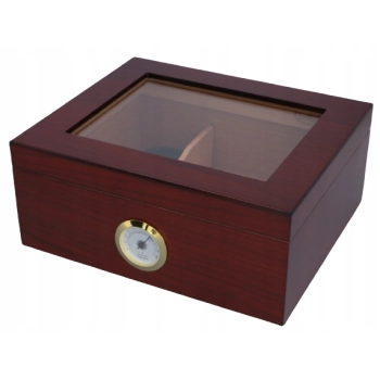 Humidor Ze Szklanym Okienkiem Profesjonalne Pudełko Na Cygara Ciemny Machoń
