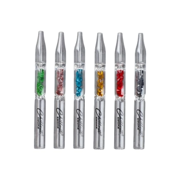 Zwężana Cygarniczka Szklana Fifka Lufka z Ustnikiem i Kryształkami 12,5 cm