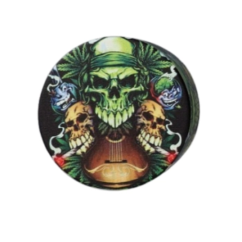 Grinder Młynek Piracka zielona czaszka, gitara i dwa mniejsze szkielety