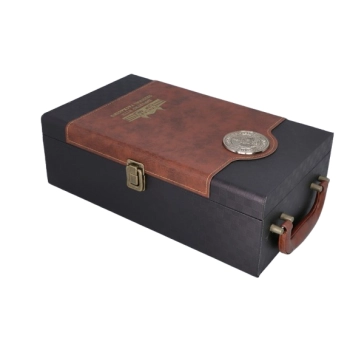 Walizka na Wino z Akcesoriami Brązowa na 2 Butelki Zestaw Prezentowy