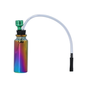 Fajka Wodna w Kształcie Buteleczki ze Szkła z Wężykiem 10,5 cm Tęczowa