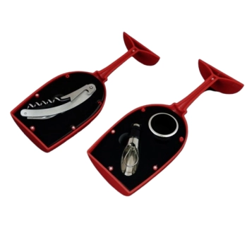 Zestaw do Wina w Kształcie Kieliszka – Korkociąg Nalewak Pierścień