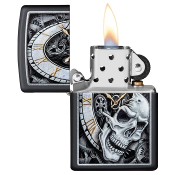 Zapalniczka Benzynowa Wiatroodporna Zippo Skull Clock