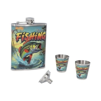 Elegancka Piersiówka dla Wędkarza 8 OZ ok. 240 ml Fishing na Prezent