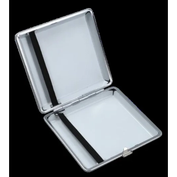 Czarna Metalowa Papierośnica Pokryta Ekoskórą na Wzór Plecionki Gentelo