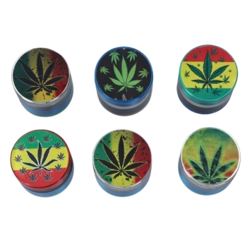 Kolorowy Grinder Crusher Młynek do Tytoniu z Liściem Konopi 4-Częściowy