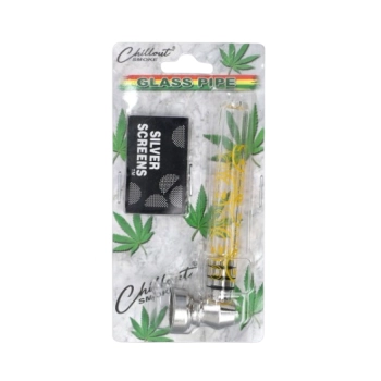 Cygarniczka Szklana Lufka w Oklejce Zestaw z 5 Sitkami Żółta Smile Uśmiech