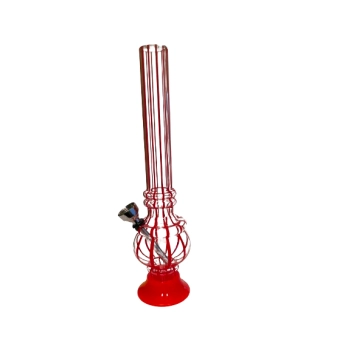 Akrylowe Bongo Wodne Przezroczyste w Czerwone Paski, 21cm