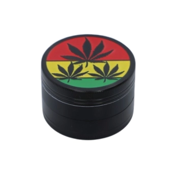 Czarny Grinder Młynek do Suszu Tytoniu Ziół CBD z Listkami Konopi Rasta
