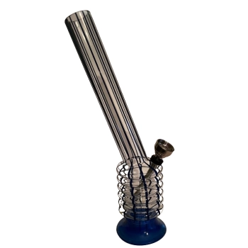 Akrylowe Bongo z Niebieskimi Paskami - 21 cm, 1 Wąż, Przezroczyste