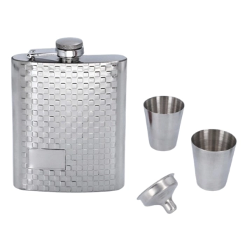 Elegancki Zestaw Srebrnej Piersiówki z Kieliszkami w Prezentowym Opakowaniu