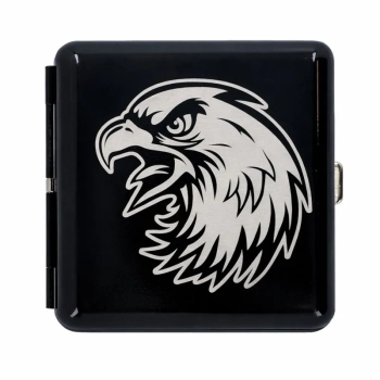 Papierośnica z Gotowym Grawerem Głowy Orła Czarna Gentelo