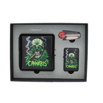 Zestaw Prezentowy Czacha Papierośnica + Zapalniczka + Kamienie i Knot