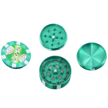 Młynek do Mielenia Tytoniu CBD Zielony Żeton do Pokera 25$ Grinder Crusher