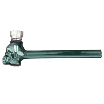 Fajka Szklana Cygarniczka Lufka w Kształcie Czaszki 13 cm Ciemnozielony