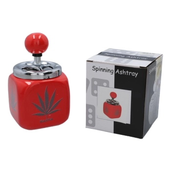 Czerwona Popielniczka W Stylu Rasta Z Nadrukiem Liścia Marihuany