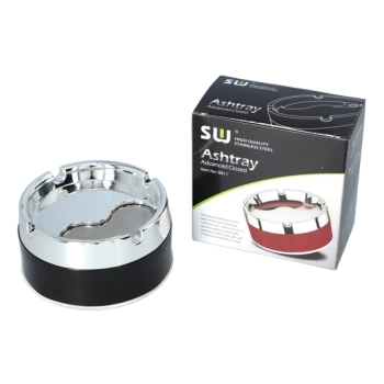 Popielniczka Przekręcana Obrotowa Zamykana Średnica 9 cm Czarno-Srebrna