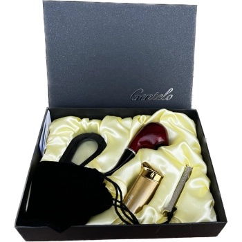 Zestaw Fajkowy Gentelo z Złotą Zapalniczką i Stojakiem