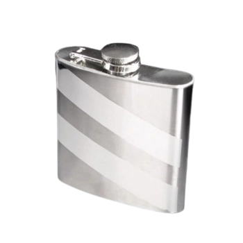 Srebrna w Paski Piersiówka ze Stali Nierdzewnej 18 OZ ok. 540 ml Gentelo