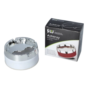 Popielniczka Przekręcana Obrotowa Zamykana Średnica 9 cm Srebrna