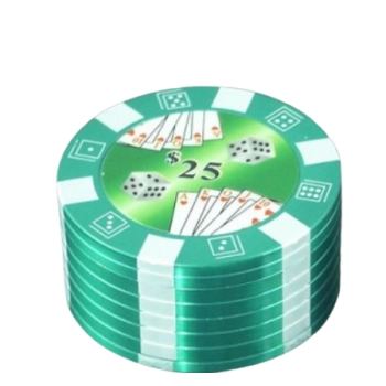 Młynek do Mielenia Tytoniu CBD Zielony Żeton do Pokera 25$ Grinder Crusher
