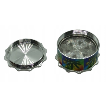 Młynek do Tytoniu Metalowy 3-częściowy w Stylu Reggae 4,5 cm Liść Marychy