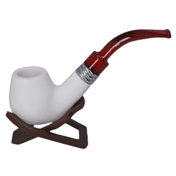 Elegancka Biała Fajka Kompozytowa z Woreczkiem - 14 cm