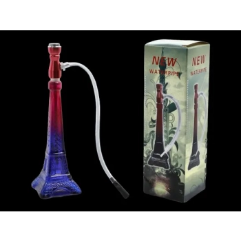 Fajka Wodna w Kształcie Wieży Eiffla ze Szkła z Wężykiem Waterpipe