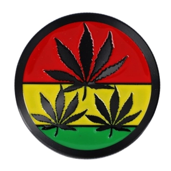 Czarny Grinder Młynek do Suszu Tytoniu Ziół CBD z Listkami Konopi Rasta