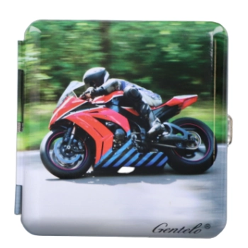 Papierośnica Metalowa Motocyklista na Motorze Gentelo - Czarna