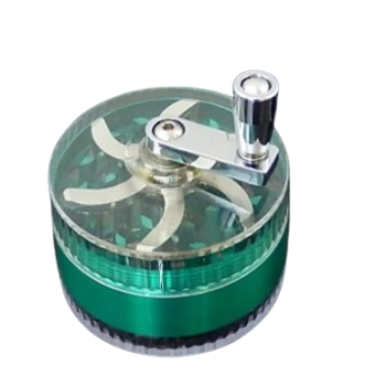 Zielony Młynek Metalowy do Tytoniu z Korbką 3 Częściowy Grinder Crusher