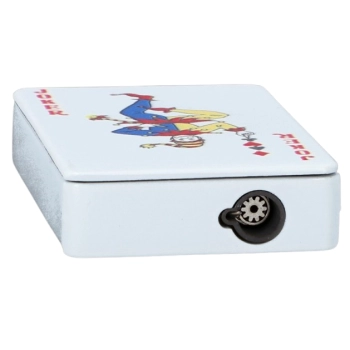 Biała Zapalniczka Żarowa Gazowa Metalowa w Kształcie Talii Kart Joker