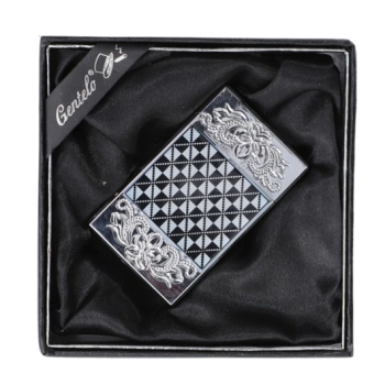 Zapalniczka Prezentowa Gazowa z Krzesiwem Szachownica z Regulacją Srebrna