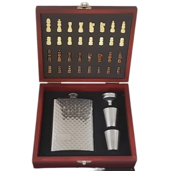 Zestaw Upominkowy Szachy + Piersiówka + Kieliszki + Lejek Gentelo