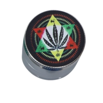 Zielony Młynek do Tytoniu Suszu Grinder Rasta Star– Liść Konopi w Gwieździe