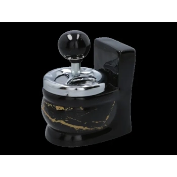 Czarna Popielniczka w Kształcie Kibelka Toalety Zamykana Obrotowa Gentelo
