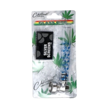 Cygarniczka Szklana Lufka w Oklejce Zestaw z 5 Sitkami Niebieska Czaszki