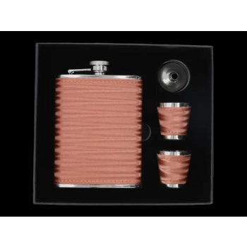 Zestaw Skórzana Piersiówka ok. 240 ml + 2 Kieliszki + Lejek na Prezent