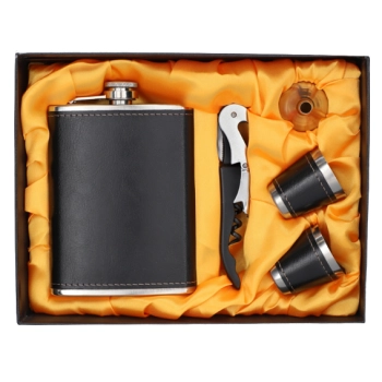 Zestaw Prezentowy Piersiówka + Nóż Kelnerski + Kieliszki + Lejek na Prezent