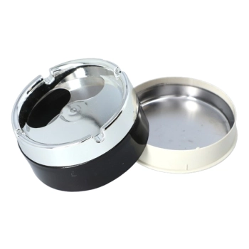 Popielniczka Przekręcana Obrotowa Zamykana Średnica 9 cm Czarno-Srebrna