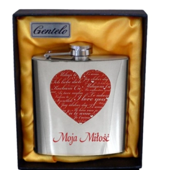 Elegancka Piersiówka Serce ze Stali Nierdzewnej Gentelo 180 ml