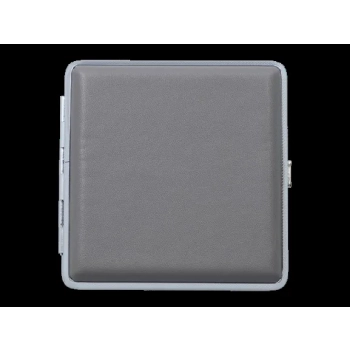 Metalowa Papierośnica Pokryta Gładką Ekoskórą w Kolorze Szarego Kamienia