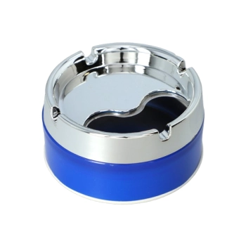 Popielniczka Przekręcana Obrotowa Zamykana Średnica 9 cm Niebiesko-Srebrna