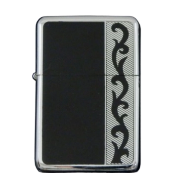 Srebrna Zapalniczka Benzynowa Gentelo z Czarnym Wzorem